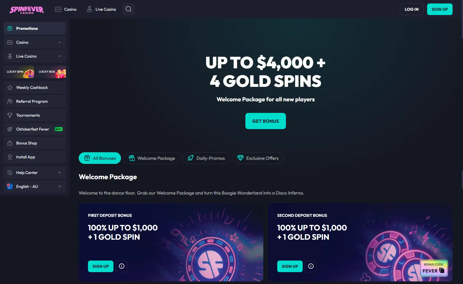SpinFever Australia promotions overview